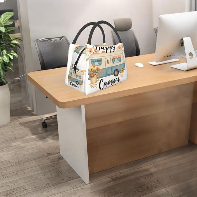 TEMU 1pc Insulated Lunch Bag - Reusable, Zipper Sealed, Portable Cooler Tote With Vibrant Van & , Travel, Picnics, Office, And Work, Non-food Contact, Lunch Bag Insulated