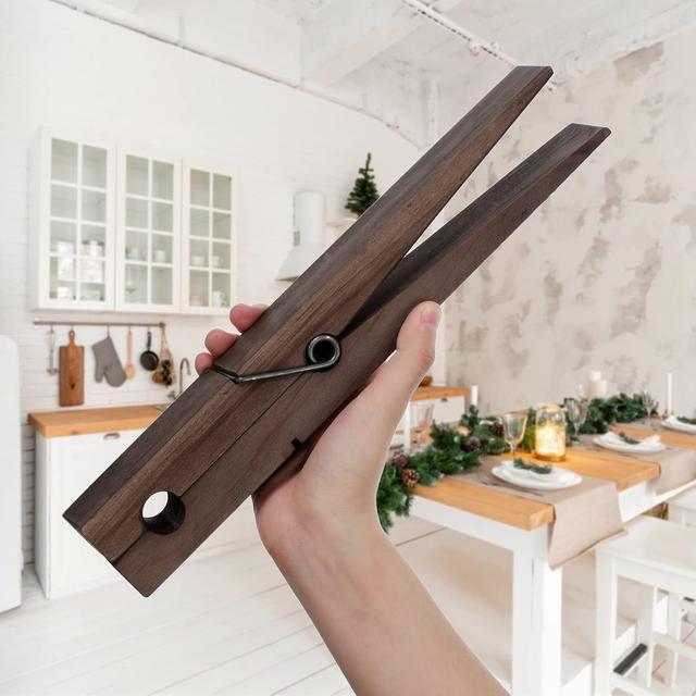 TEMU 1 Extra-large Wooden Clip Towel Rack Suitable For Bathroom - Farmhouse Decor Wall-mounted Towel Rack - Multi-functional Home Laundry Decor, Clothes Pins