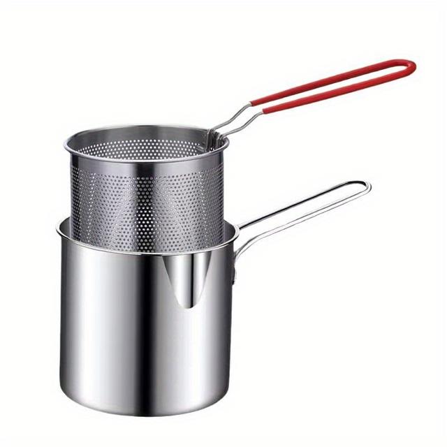 TEMU Deep Fryer Pot Stainless Steel Kitchen Fuel-saving Deep Fryer With Basket