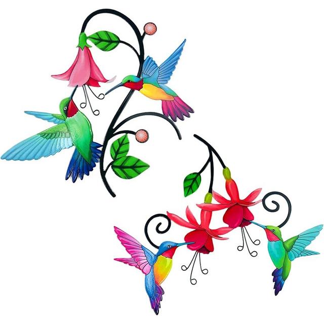 TEMU Of Outdoor Scenery Is Fully Displayed With This Set Of 2 Metal Hummingbird Ornaments, A Creative Decoration For Outdoor Walls, Garden Fences, Decks, And Kitchens, Hanging In Your Home Or Balcony.