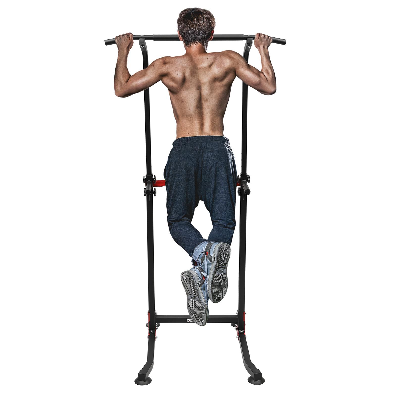 TEMU Adjustable Pull-up Bar For Parallel Bars - Heavy-duty /pvc Dip Stand With Red/black Power Station Training System, Multi-gym For Gym, Easy Assembly (compatible With Parallel Bars)
