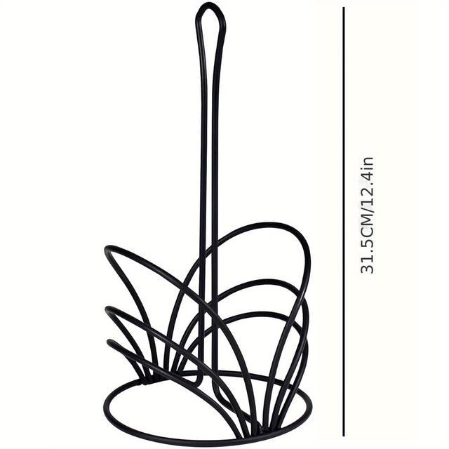 TEMU Black Iron Countertop Paper Towel Holder With Weighted Base – Stylish Leaf Design For Kitchen, Dining Table, And Bathroom – Elegant And Functional Home Decor