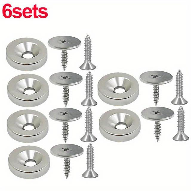 TEMU 18-teilig (6 Sets) Magnetverschlüsse für Schranktüren – Runde Metall-Magnetschlösser für Kleiderschränke – Versteckter Türverschluss mit Schrauben für Möbelbeschläge