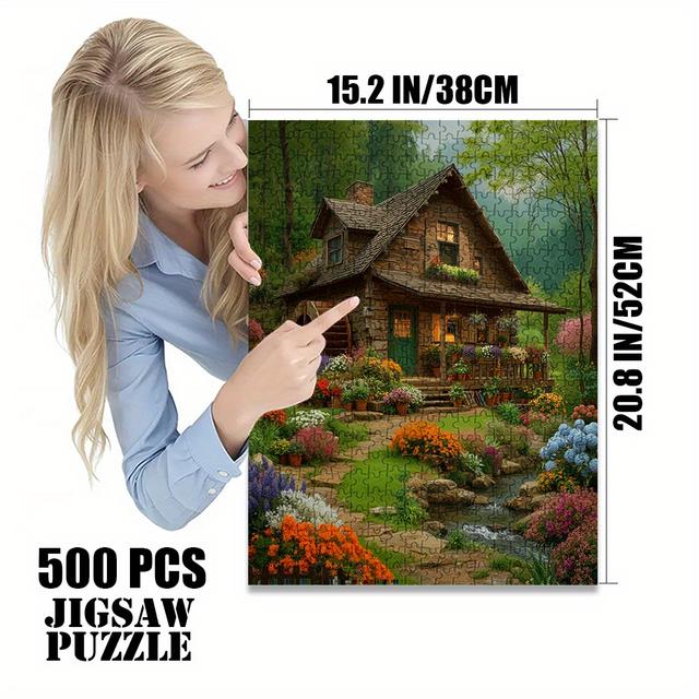 TEMU 1000pcs Jigsaw Puzzle Set With 500pcs Of Rustic Diy Adult Game Large Puzzle Toy Gift Family Interactive Game Puzzle Decorative Christmas Holiday New Year Gift