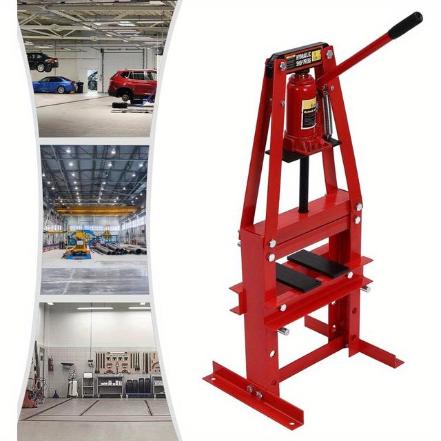 TEMU Zenostore 6 Ton Hydraulic Press For Car Repair Metal Work | Adjustable Height 3 Gears | 13227.74lbs Max Pressure | Carbon Steel Construction With (red)