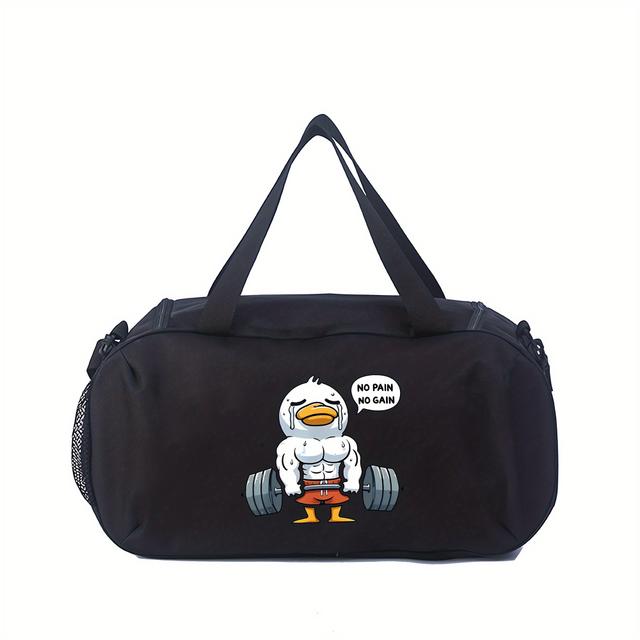 TEMU حقيبة أمتعة خفيفة الوزن بسحاب بطبعة "No No "، حقيبة تخزين قابلة للطي ذات سعة كبيرة، حقيبة دفل متعددة الوظائف، حقيبة تخزين رياضية أنيقة