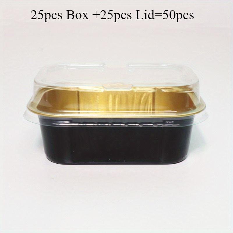 TEMU 50pcs (25pcs Box +25pcs Lid) 5oz Disposable Small Porcelain Bowl With Lid - Ideal For Baking, , Cheesecake, Etc. - Aluminum Foil Cup, Suitable For Individual Servings