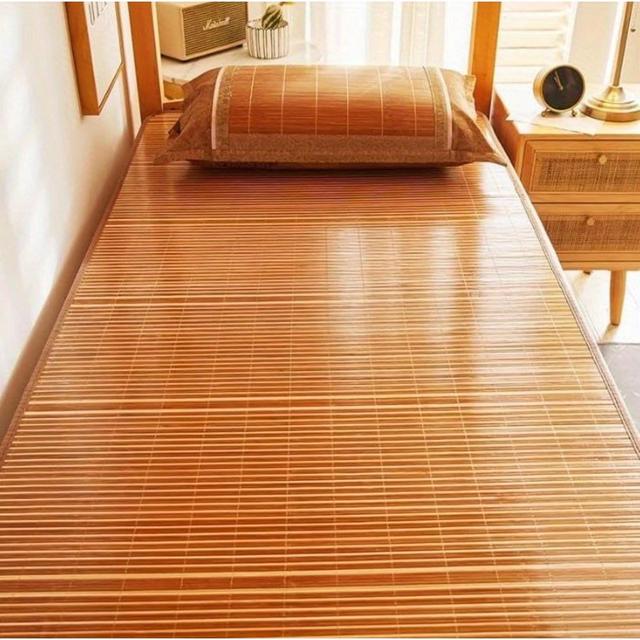 TEMU 竹製クッションパッドで作られた冷却パッド、夏用寝マット、炭素化された竹マット、ベッドリネン冷却グトッパーパッド、両面使用可能な竹クッションパッド折りたたみ式タイプ、シングル折りたたみ式ホームベッドルームマット付きシングルベッドクーリング