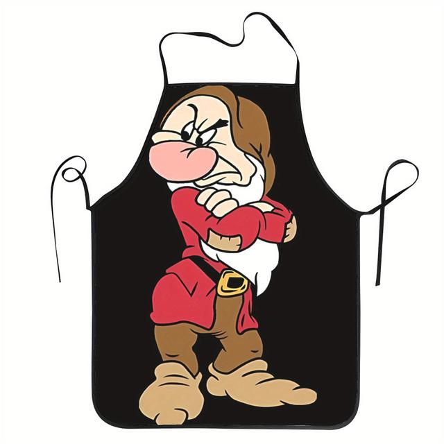 TEMU 1 Stück lustiger GRUMPY SNOW weißer und die sieben Zwerge-Applikation für Männer, Frauen, Erwachsene, Unisex, Küche, Chef, Bib, Kochen, Backen, Malen