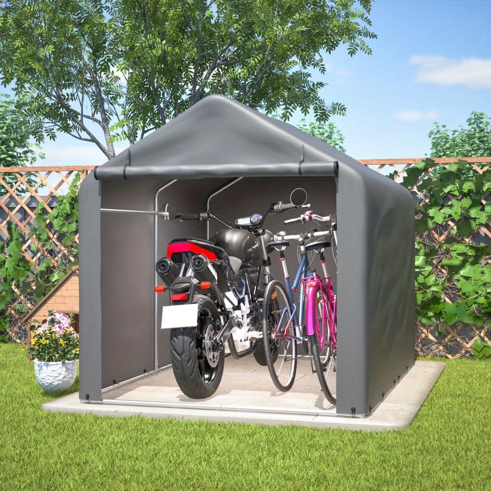 TEMU Carport, Garage, Grey / Tool Shed 160x220x165 Cm With Roller Shutter Door, Provides Space, The Tent Is In A Grey Colour And Harmoniously With Any Garden