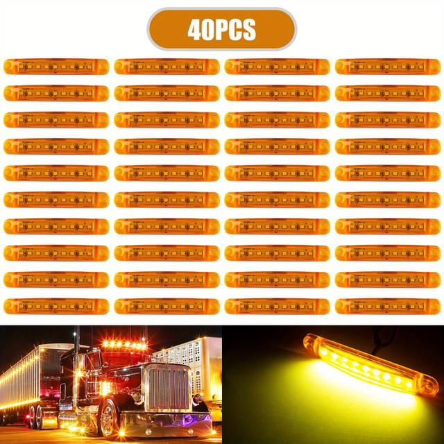 TEMU 40pcs 12v-24v 9 Led Side Light Lamp Indicator Light Bar For Truck Trailer Bus Boat Rv Lorries-yellow/red/white//green