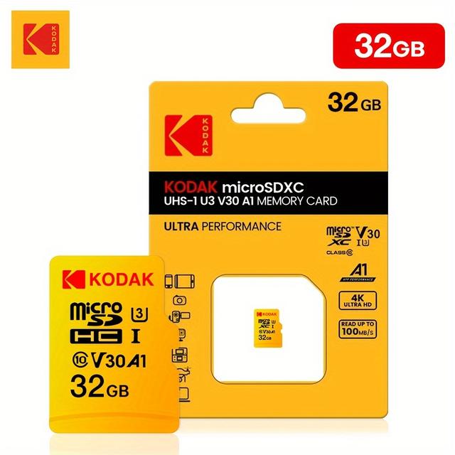 TEMU Kodak -performance Micro Sd Memory Cards, In 256gb, 128gb, 64gb, And 32gb, Uhs-3 V30 A1 4k Hd, Compatible With Smartphones, Pcs, Cameras, , And Other Devices For Storage Expansion