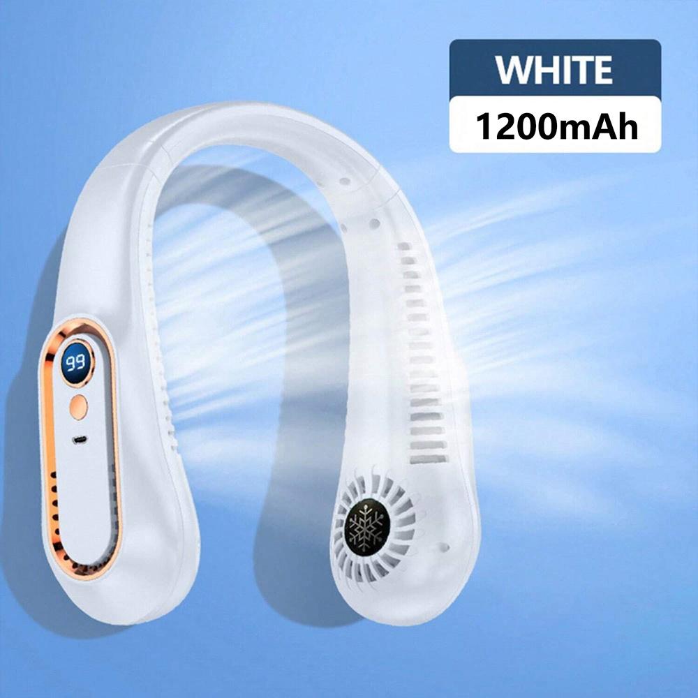 TEMU Sports & : Mini Bladeless Neck Fan, Ultra-long , 5 Gear Adjustable, Silent, Usb Charging With Digital Display