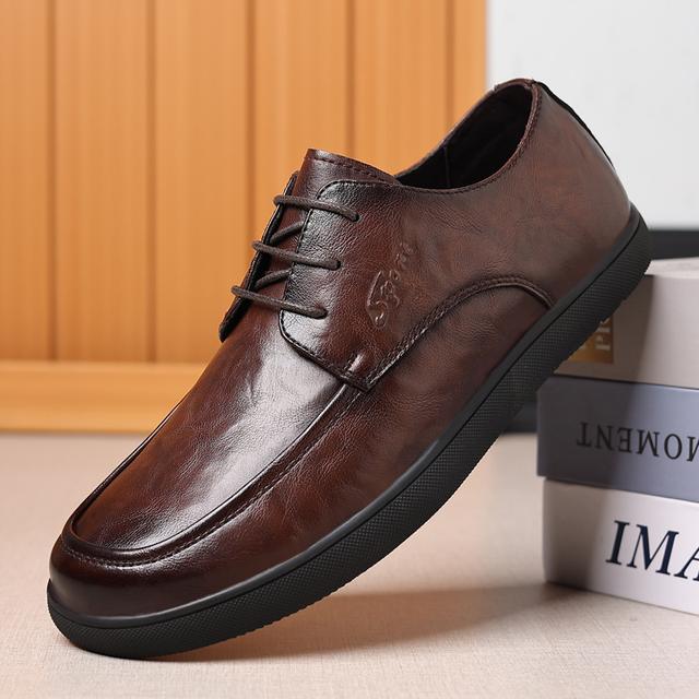 TEMU حذاء رجالي عصري كاجوال بقرن مدبوب | الجزء العلوي، نعل مطاطي، نعل داخلي من القماش، إغلاق سهل، مناسب لجميع