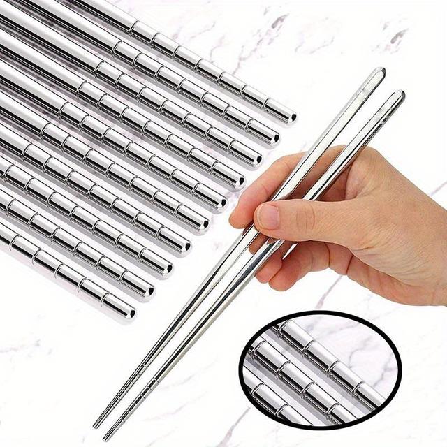 TEMU 4pair Premium Reusable Metal Stainless Steel Chopsticks/ Lightweight Metal Chopstick