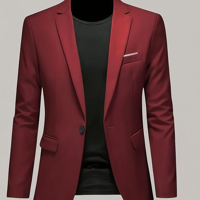 TEMU Lightweight Men's Suit Jacket - Business Casual Jacket, Classic Turtleneck Solid Color Jacket, Suitable For Offices, Weddings, Formal Occasions, Non Stretch Fabric, Machine Washable ( Jacket)