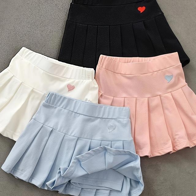 TEMU 2026 Spring/summer ' Pleated Skort Two-pc, Student High-stretch Comfortable Soft Skirt With Anti-see-through Safety Panties, Weekend Outing Casual Sports Short Skirt Girl Stuff Skirt
