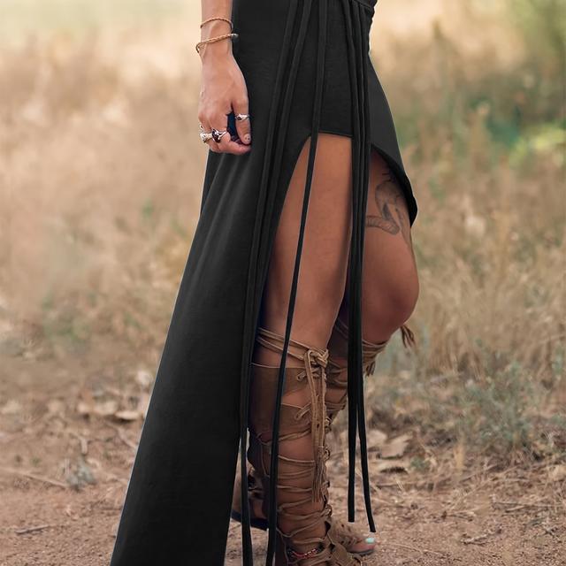 TEMU Zd0326064 Women's American Outdoor Comfortable Breathable Fringed Long Skirt Women's Half Skirt