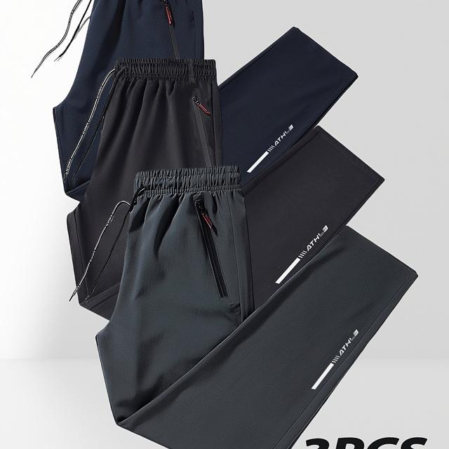 TEMU 3er-Pack modische Freizeithosen für Herren in Übergröße für Frühling/Sommer, bedruckte, extra große Sport-Freizeithosen für große kräftige Männer, PLUS SIZE