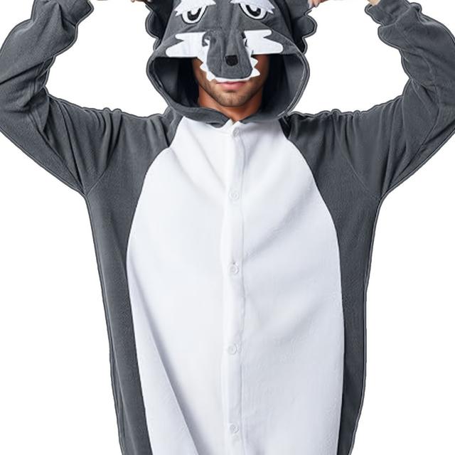 TEMU Un Pijama de Felpa de Lobo de Dibujos Animados , Adecuado para Hombres Como para Mujeres, con Largas para un Ropa Cómoda en Casa, para Fiestas y Disfraces Festivos
