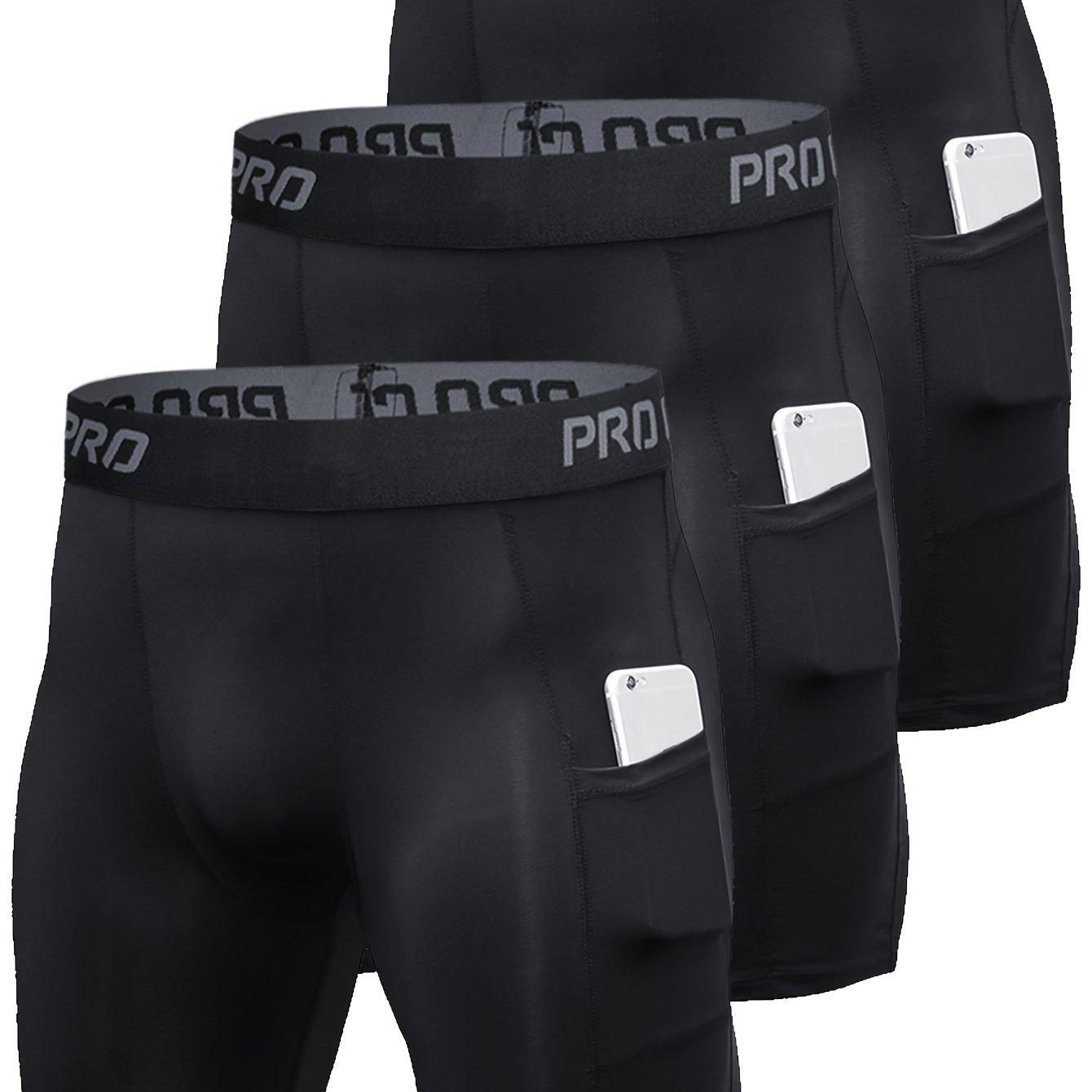 TEMU A Set Of 3 Men's Athletic Shorts Suitable For Running, Fitness Training, And As Base Or Compression Wear