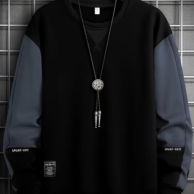 TEMU เสื้อฮู้ดสีบล็อกสำหรับผู้ชายพร้อมข้อมือแบบมีริ้ว, เสื้อสเวตเตอร์แบบสวมหัวแขนตัดสี, เสื้อสตรีทแวร์ลำลอง, เสื้อกีฬาชายที่มีชายเสื้อแบบมีริ้วสวมใส่สบาย