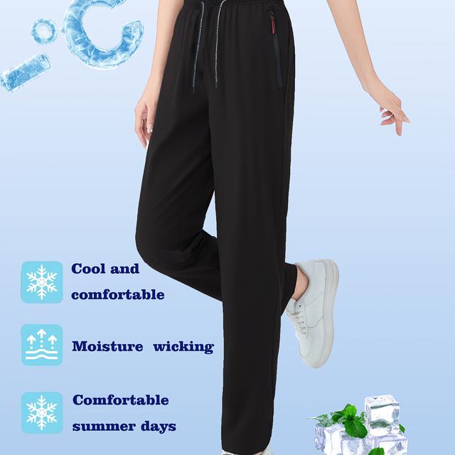 TEMU Women's Quick-dry Jogging Pants, Lightweight And Breathable And Pants, Featuring Zippered Pockets And A Drawstring Waist For Casual