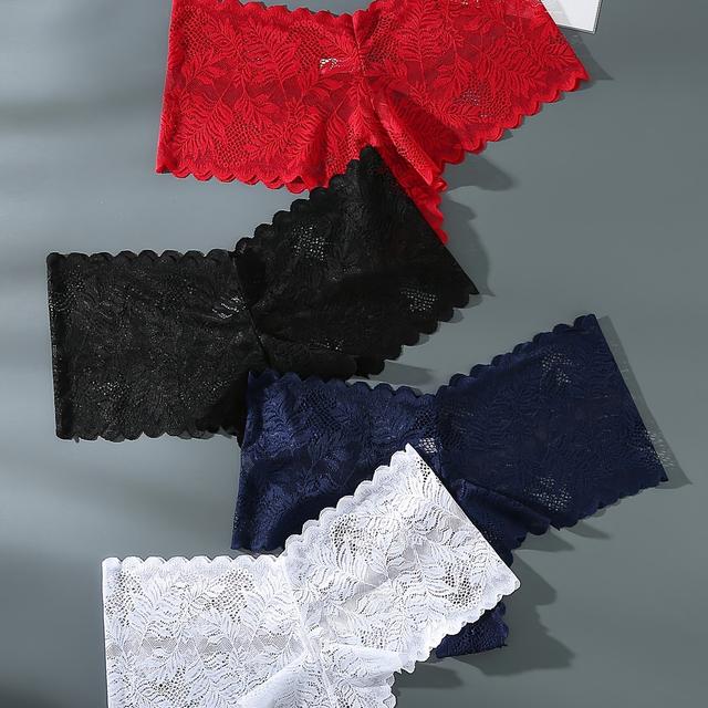 TEMU Set van Size Dames Ondergoed met Twigs En Bladeren Kant Design, Kleur, Easy Style, Mid Rise Boxer Briefs voor Oudere Vrouwen