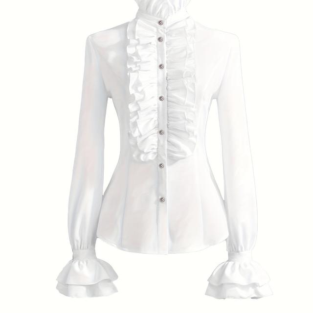 TEMU 화이트 우드 이어 칼라 셔츠