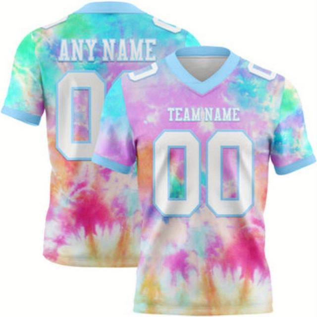 TEMU Tie-dye Men's Custom V-neck T-shirt, Sports Team Print Design, Durable And Casual Fashion