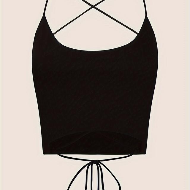 TEMU Backless Spaghetti Strap Top, Sexy Sleeveless Cami Top For Summer, Women's Clothing