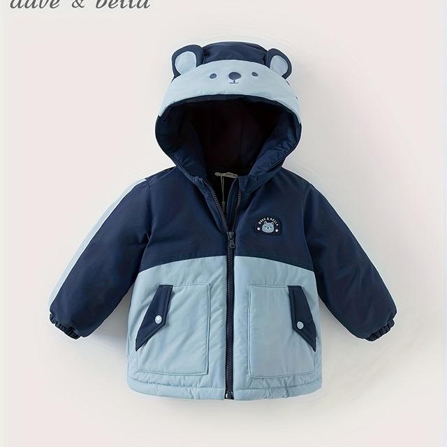 TEMU معطف أطفال ديف وبيلا، مصنوع من النايلون 100% بولياميد، جاكيت كاجوال بغطاء رأس مع جيوب، محشو بألياف بوليستر 100%، يمتاز بمرونة طفيفة، تصميم فضفاض، بلون موحد، منسوج، مناسب لفصل الشتاء.