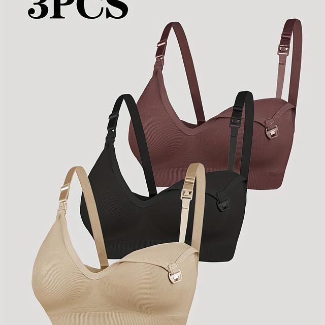 TEMU Adjustable Maternity And Nursing Bras For Women, Set Of 3