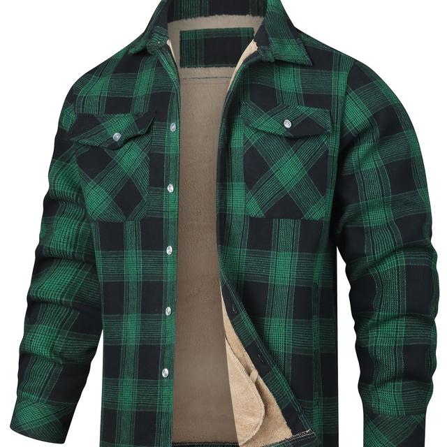 TEMU US-Größe Herrenmode Herbst/Winter Freizeit Karierte Jacke