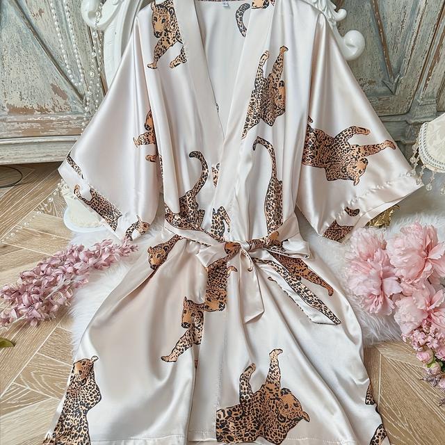 TEMU 10대 '패셔너블 캐주얼 프린트 잠옷 로브 목욕 가운, 십대용