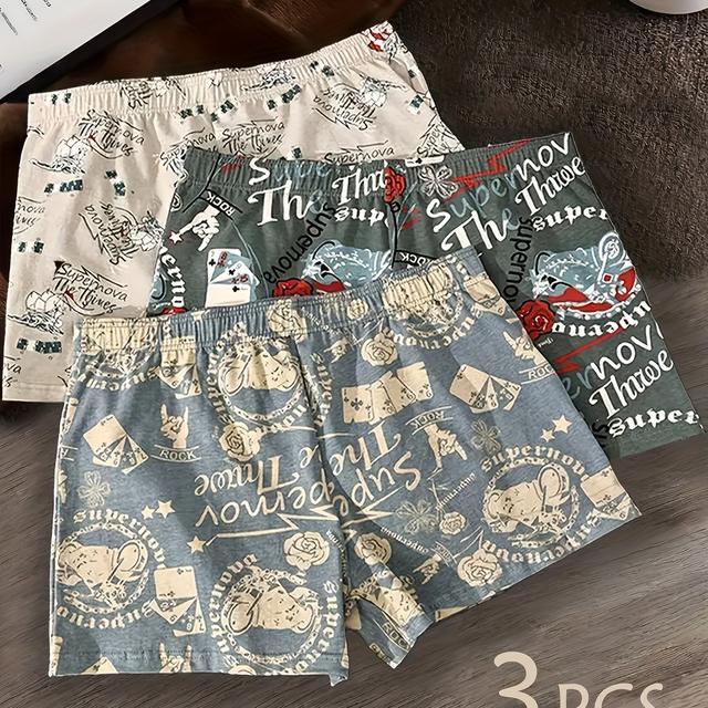 TEMU 3pcs Of Breathable And Soft Men's Boxer Briefs, Men's Underwear, Men's Style Shorts, Elastic And Comfortable, Very Suitable For , Men's Boxer Briefs, Trendy And Fashionable Boxer Briefs