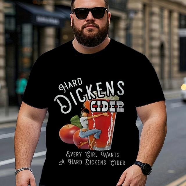 TEMU Plus Size Men's 3d Graphic T-shirt - Shard & Hard ' Print, Casual Short Sleeve Round Neck Tee, Machine Washable Regular Fit For Outdoor & , Everyday | Design | Print Shirt, Plus Size