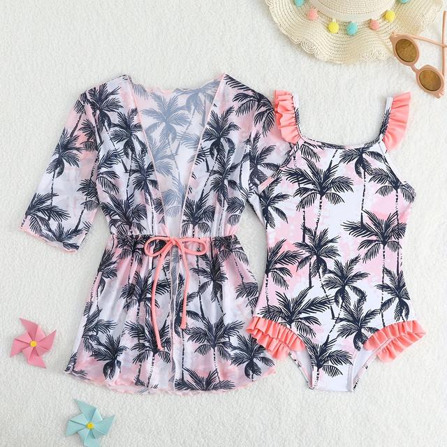 TEMU Conjunto de Fato de Banho para Bebé Popular com Palmeira de Coco para Crianças Pequenas