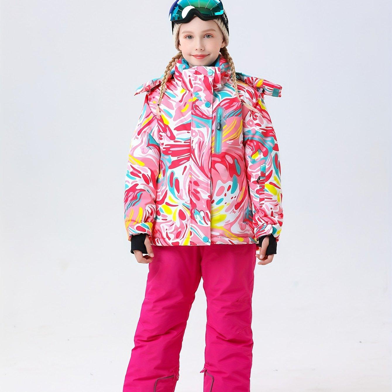 TEMU Skianzug Set mit Winddichter Funktion und Features, Verdickt und Isoliert für Mädchen, Geeignet für Mittelgroße und Große Kinder, für Teenager, Für Teenager