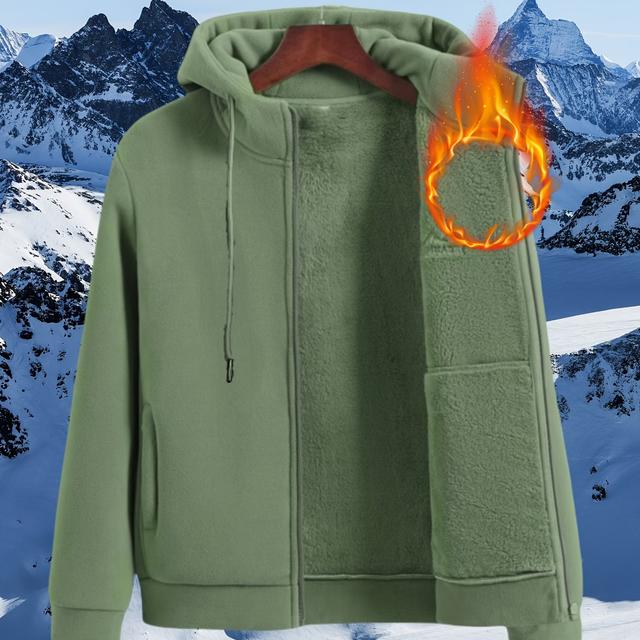 TEMU 여성용 포근한 플리스 후드 재킷 - 두꺼운 겨울 따뜻함, 지퍼 업 캐주얼 아웃도어 코트, 앞주머니 포함, 단색, 긴 소매, 가을과 겨울에 완벽, 다재다능하고 스타일리시한 겨울 자켓