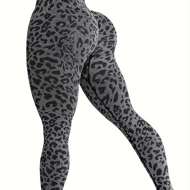 TEMU Leggings de Yoga para Mujer con Estampado de Leopardo, Cintura Ancha Control de Abdomen, Pantalones Ajustados para Entrenamiento y Deporte, Leggings Deportivos para Damas