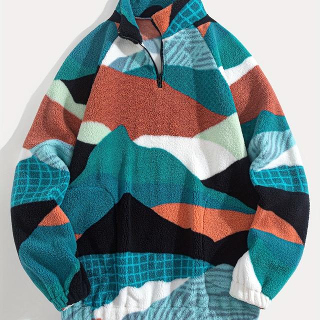 TEMU A Double-sided Plush Print Pullover Sweatshirt With Raglan Sleeves, Suitable For Sports And Casual . The Fabric Is Soft And Comfortable, Wear