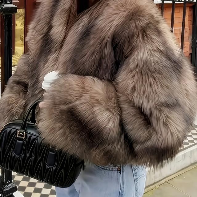 TEMU Yudomi Women's Elegant Faux Fur Coat