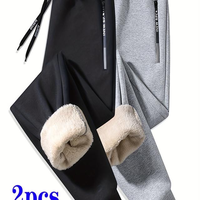 TEMU 2er-Set Winter Herren Sport Freizeit Verdickte Warme Fleece-Trainingshose, Ultra-Dick und Locker für Kälte