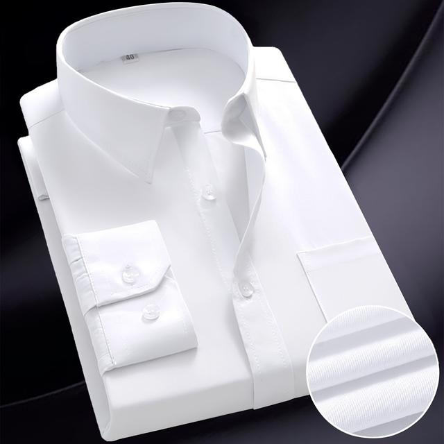 TEMU American Size Basic Solid Men' Cotton Formal Dress, Men's Slim Fit Long Sleeve Button Up Shirt,