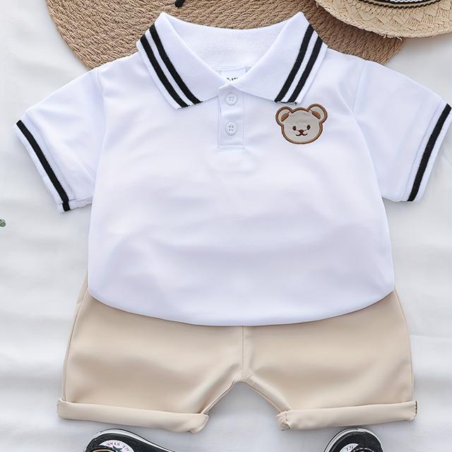 TEMU Summer Short-sleeve Shirt And Shorts Set For Baby Boys Featuring A Cute , Perfect For Season, For Outdoor