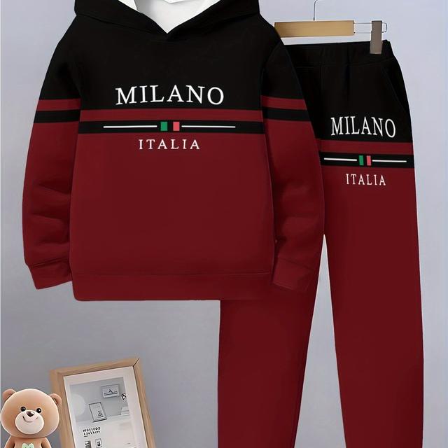 TEMU Jongens Mode 3D Print Lange Mouwen Hoodie en Broek Set, Lente Herfst Casual Pullover voor Buitensporten Geschikt als Cadeau Willekeurig , Perfect voor Buiten