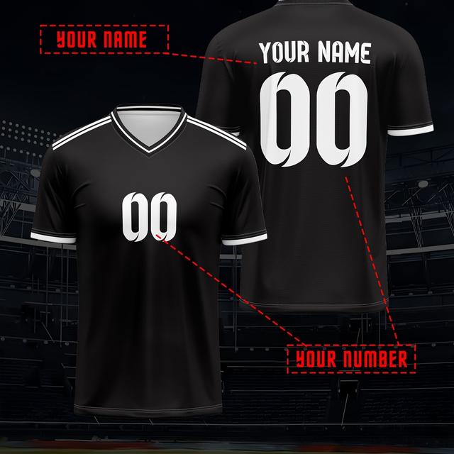 TEMU 2024 Customizable Jerseys For Men's Sports Teams, Featuring V-neck Football Tops With Personalized , Suitable For Casual , Parties, And Comfortable Wear