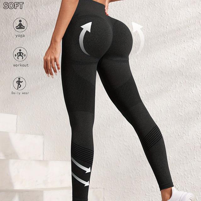 TEMU High-elastic Comfortable Quick- Leggings, Seamless -lifting Yoga Pants, Wide Waistband Training Running Tights, Women's Activewear