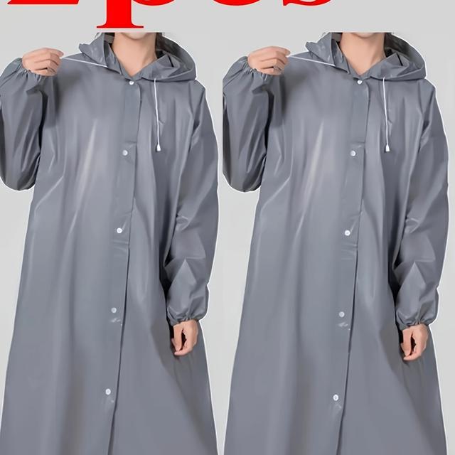 TEMU เสื้อกันฝนผู้หญิง 2 ชิ้น เสื้อกันฝนผู้ใหญ่หนา เสื้อกันฝนแบบชุดเดรสทั้งตัวพร้อมเชือกรูด พกพาสะดวกสำหรับเดินทาง ขี่จักรยานกลางแจ้ง สไตล์ลำลอง